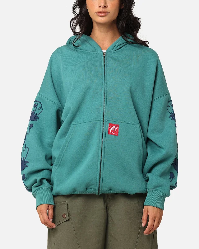 Women's Hoodies with Graphic Art for Unique Style -Carre Flower Bomb Full Zip Hoodie Oxidized Green Women's Hoodies with Graphic Art for Unique Style -Carre Flower Bomb Full Zip Hoodie Oxidized Green