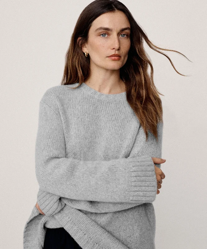 Women's Sweater for Layering over Dresses-Cashmere Amelia Crewneck