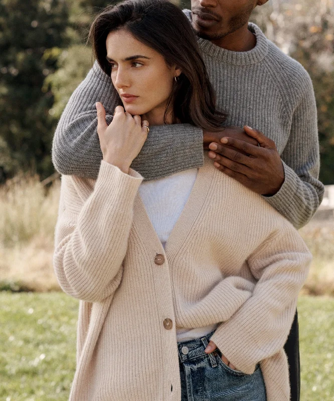 Women's Sweater with Bow Tie Detail-Cashmere Cocoon Cardigan