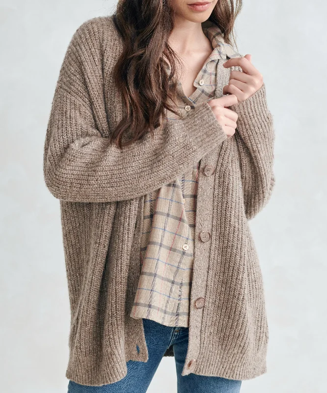 Women's Sweater with Colorful Details-Cashmere Cocoon Cardigan