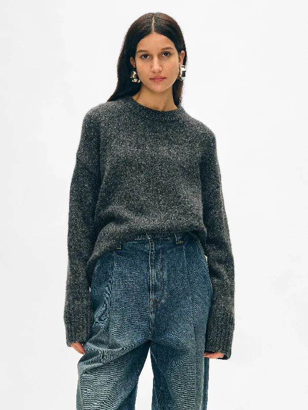 Women's Sweater for Effortless Layering-Cashmere Donegal Easy Crewneck