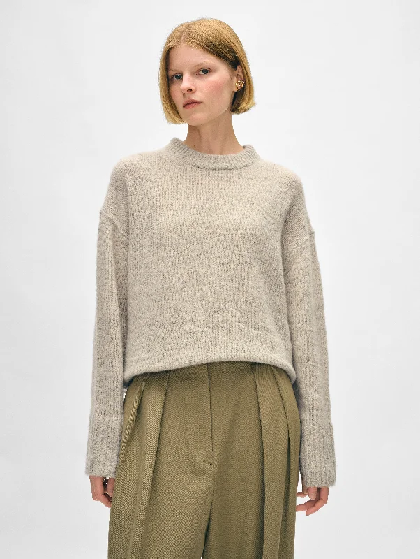 Women's Sweater for Busy Days-Cashmere Donegal Easy Crewneck