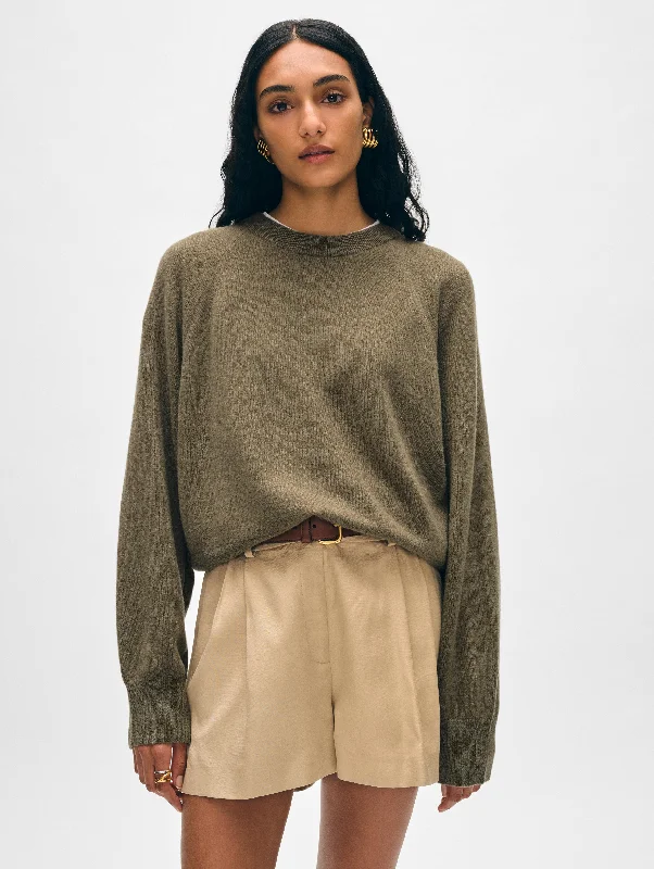 Women's Sweater with Exaggerated Sleeves-Cashmere Easy Sweatshirt