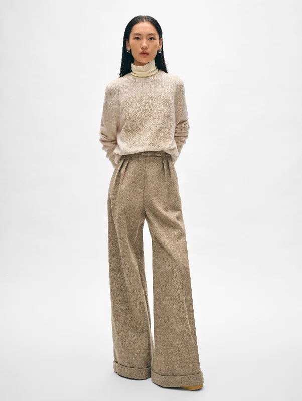 Women's Sweater with Easy Layering Fit-Cashmere Fairytale Embroidered Crewneck