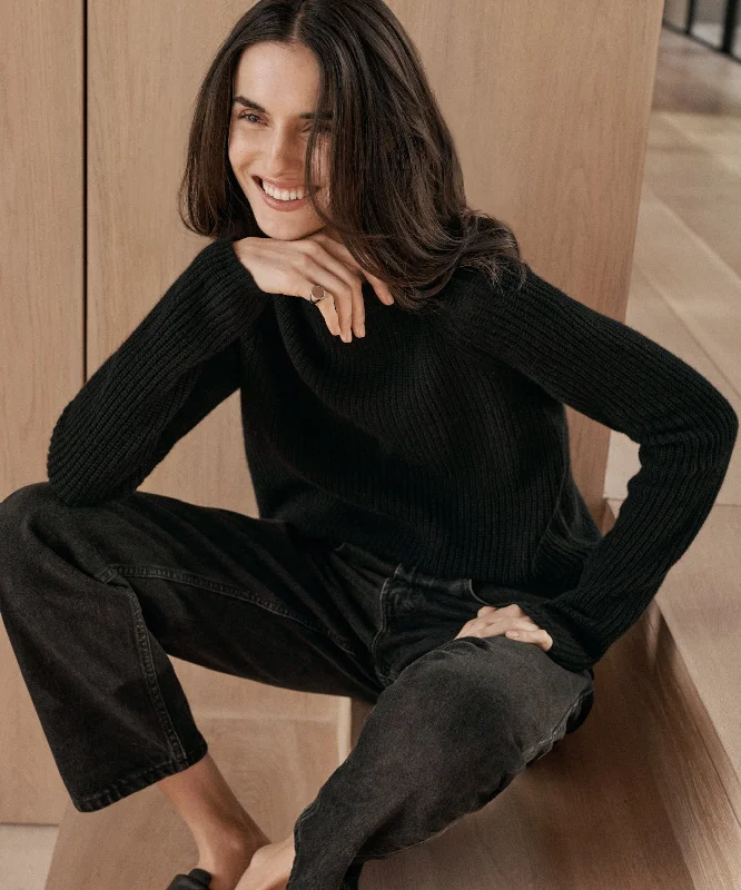 Women's Sweater with Diamond Knit-Cashmere Fisherman Sweater