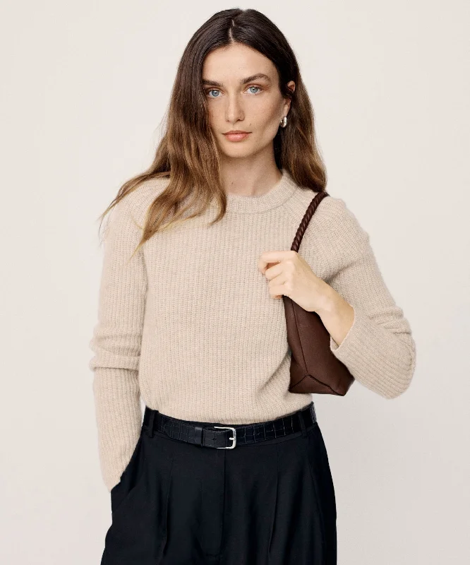 Women's Sweater with Metallic Thread-Cashmere Fisherman Sweater