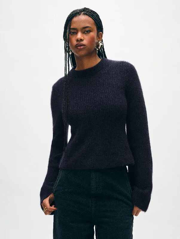 Soft Women's Sweater-Cashmere Fluted Sleeve Top