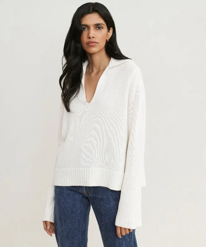 Women's Sweater with Animal Print Details-Cashmere Frances Polo