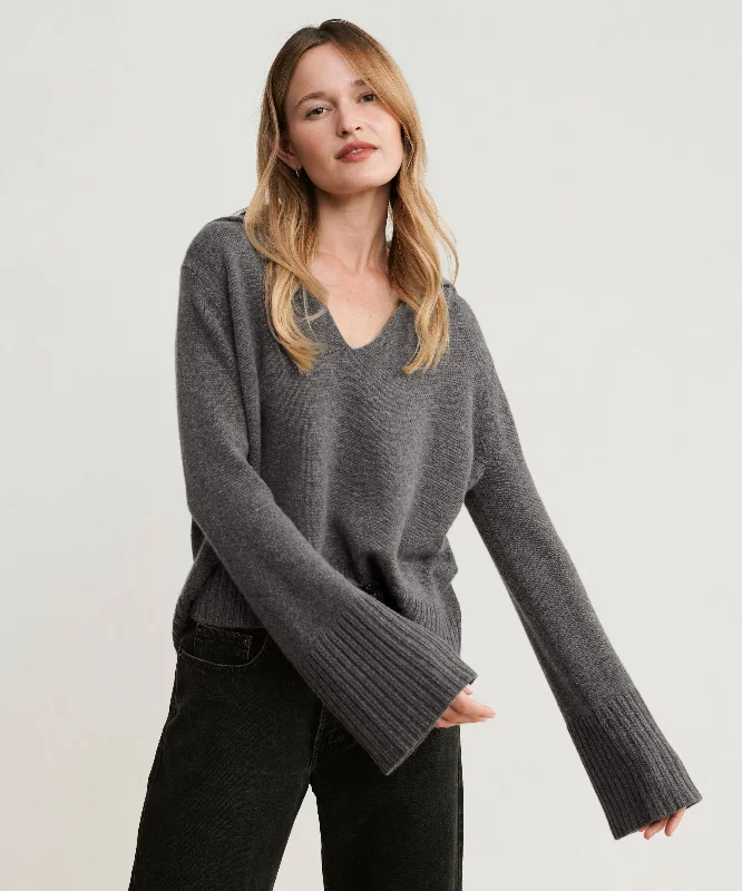Women's Sweater with Pretty Embellishments-Cashmere Frances Polo