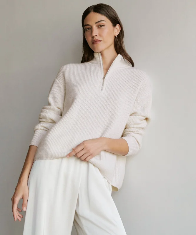 Women's Sweater for Outdoor Winters-Cashmere Half Zip