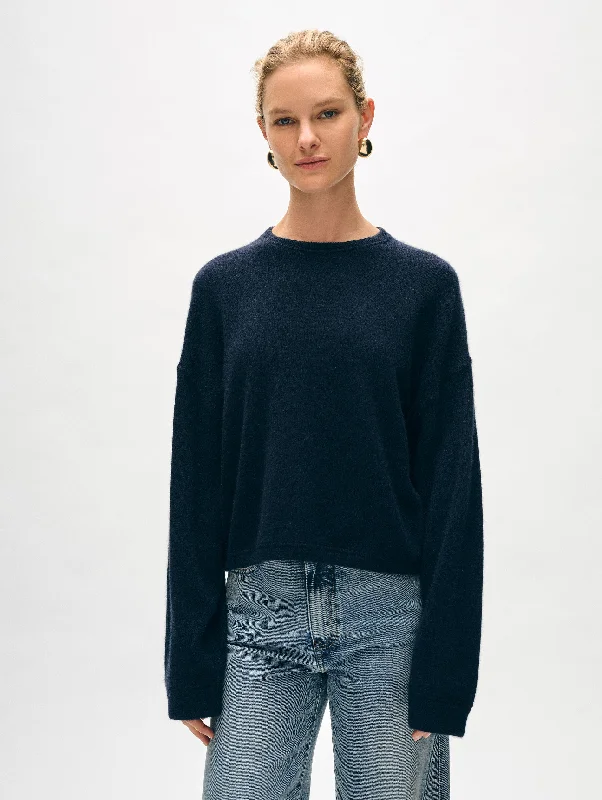 Women's Sweater for Holiday Celebrations-Cashmere Heart Drop Shoulder Sweater
