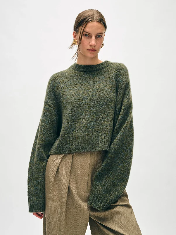 Women's Sweater for Layering Over Tops-Cashmere Luxe Crewneck