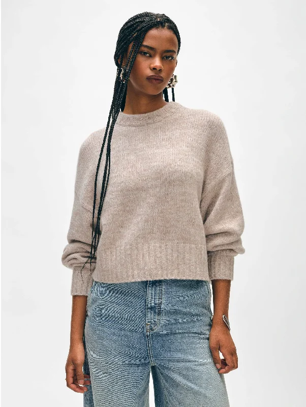 Women's Sweater with Mock Neck-Cashmere Luxe Crewneck