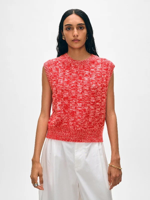 Women's Sweater with Ribbed Knit-Cashmere Marled Wide Ribbed Shell
