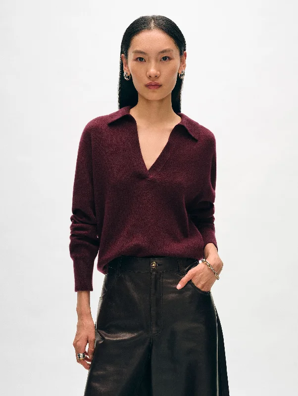 Women's Sweater with Feather Accents-Cashmere Polo