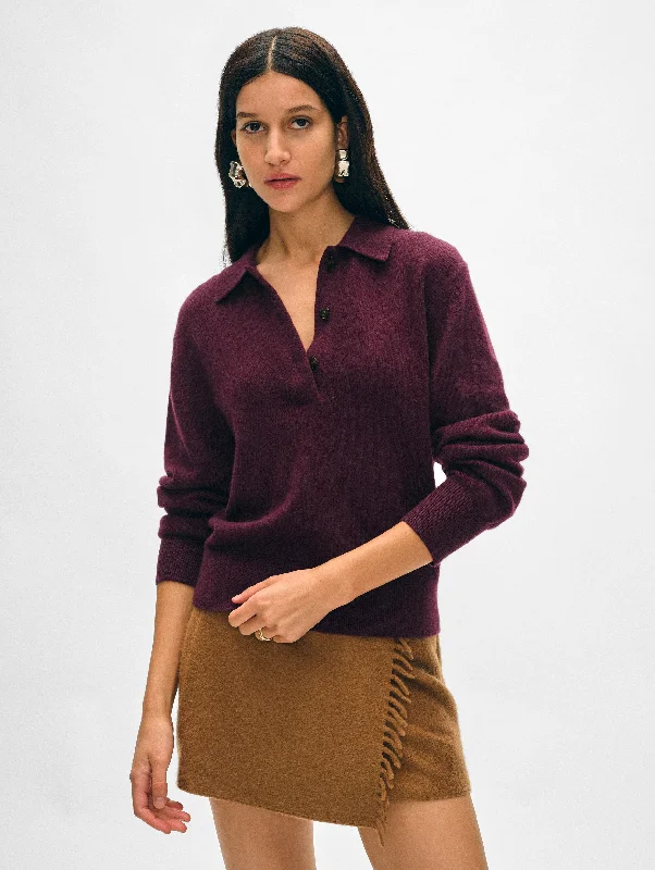 Women's Sweater for Chic Warmth-Cashmere Button Polo