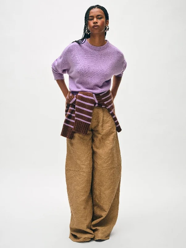 Women's Cardigan Sweater with Pockets-Cashmere Saddle Sleeve Crewneck
