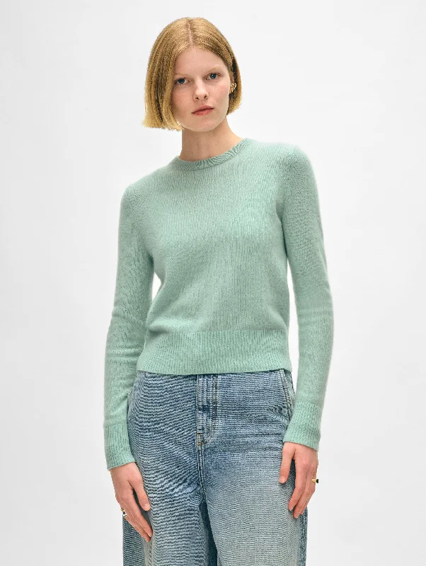 Women's Sweater for Office Fashion-Cashmere Shrunken Crewneck