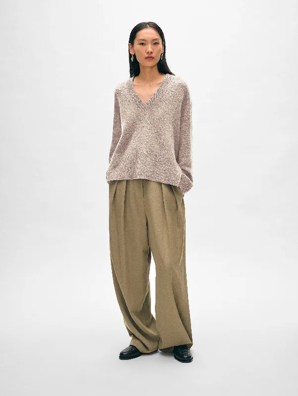 Women's Sweater for Day-to-night Comfort-Cashmere Side Slit V Neck