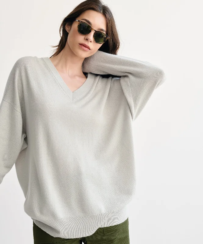 Women's Sweater with Ribbed Knit-Charlie V-Neck Sweater
