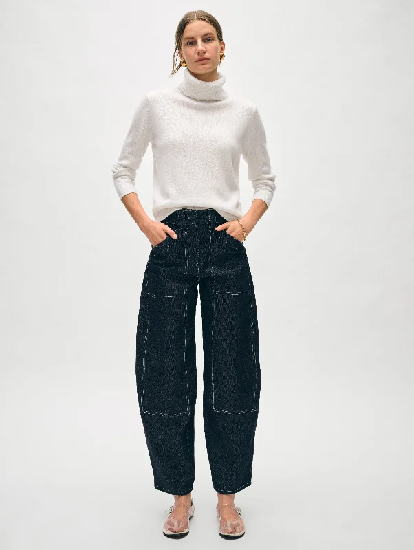 Women's Sweater with Bow Tie Detail-Cashmere Turtleneck