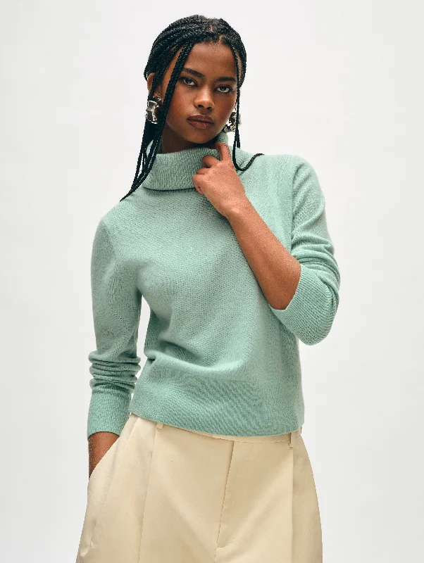 Women's Sweater with Metallic Thread-Cashmere Turtleneck