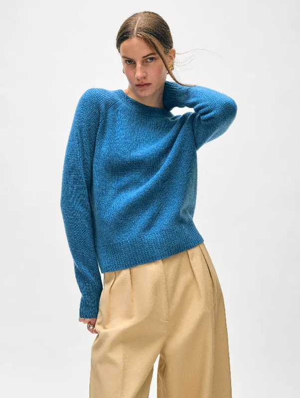 Women's Sweater with Relaxed Style-Cashmere Waffle Sweatshirt