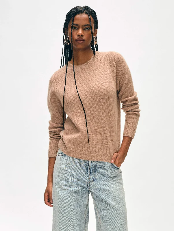 Women's Sweater for Casual Fridays-Cashmere Waffle Sweatshirt
