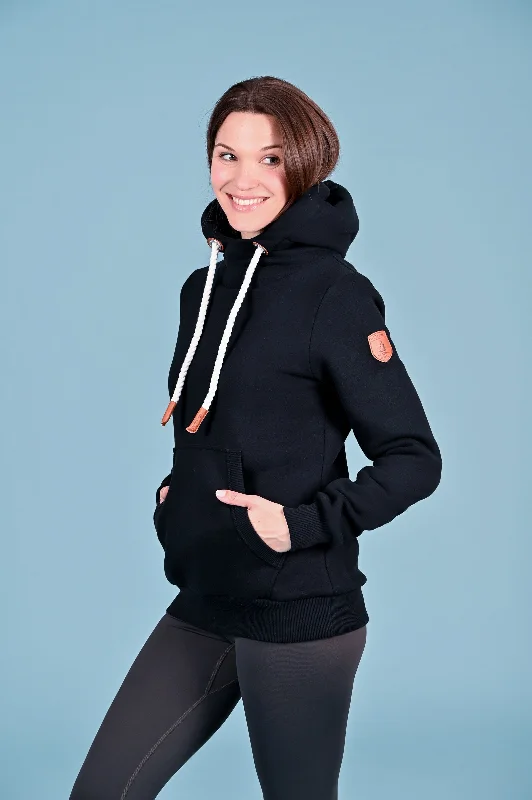 Women's Fashion Hoodies with Bold Logos -Cassy Black Hoodie