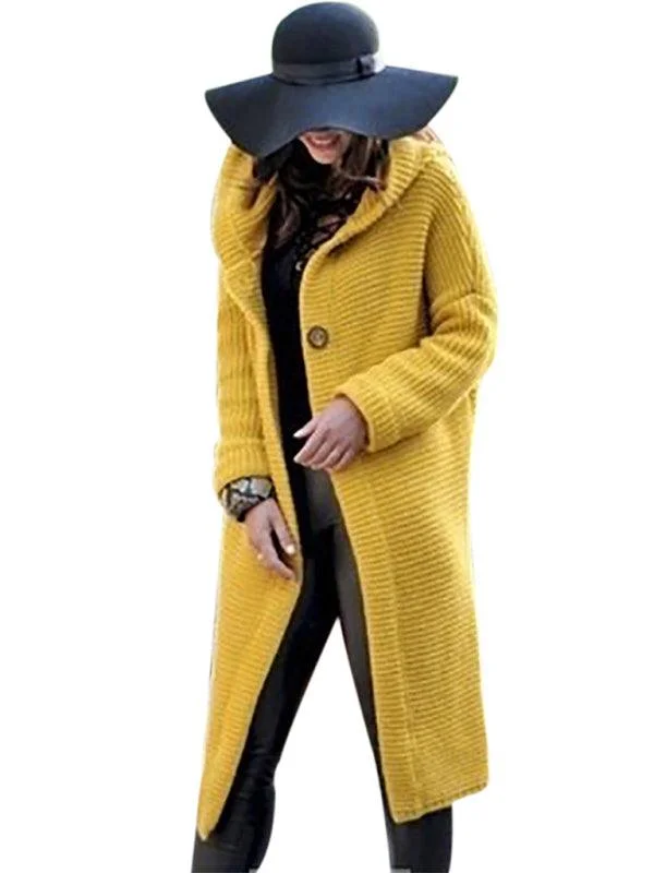 Women's Cardigans Sweater with Zipper-Casual Hooded Long Cardigan Sweater