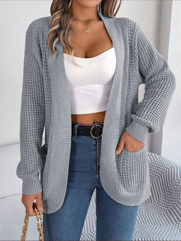 Women's Cardigans Sweater for Casual Fridays-Casual Pocket Women Knitted Cardigan Sweater