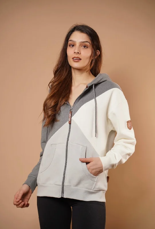 Women's Hoodies for Winter Chill -Chelif Ash Mix Full-Zip Hoodie