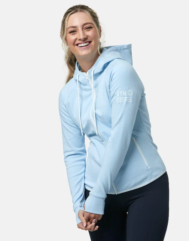 Comfortable Women's Hoodies for Lounge Wear -Chill Zip Hoodie in Baby Blue