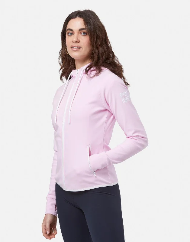 Women's Casual Hoodie Tops for Day Out -Chill Zip Hoodie in Baby Pink