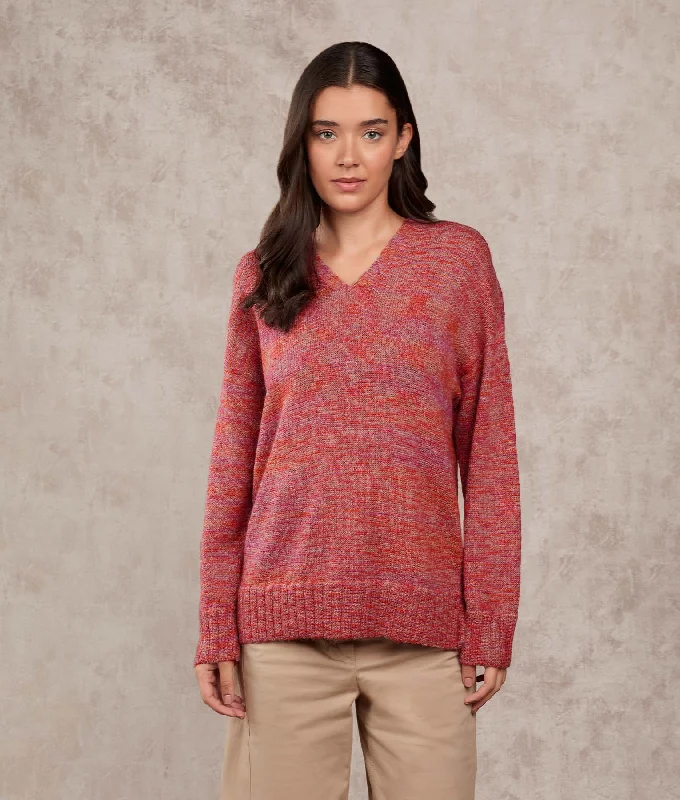 Women's Sweater for Year-round Comfort-Oversized V Neck Sweater