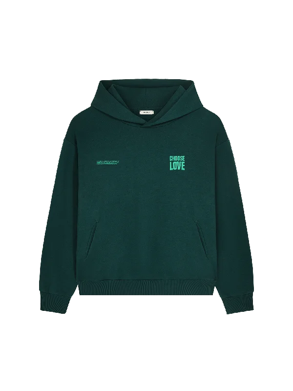 Women's Hoodies with Contrast Stitching -Womens Choose Love Heavyweight Hoodie—foliage green