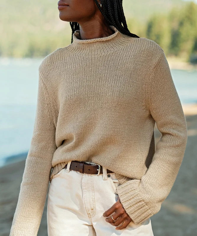 Women's Lightweight V-neck Knit Pullovers Sweater-Classic Mockneck Pullover