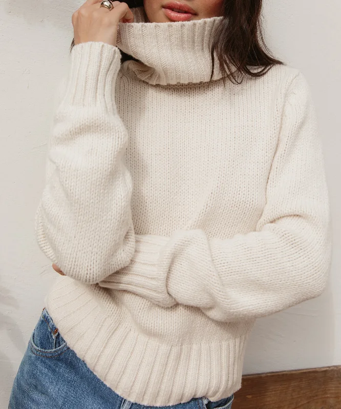 Women's Sweater with Fuzzy Knit-Classic Turtleneck
