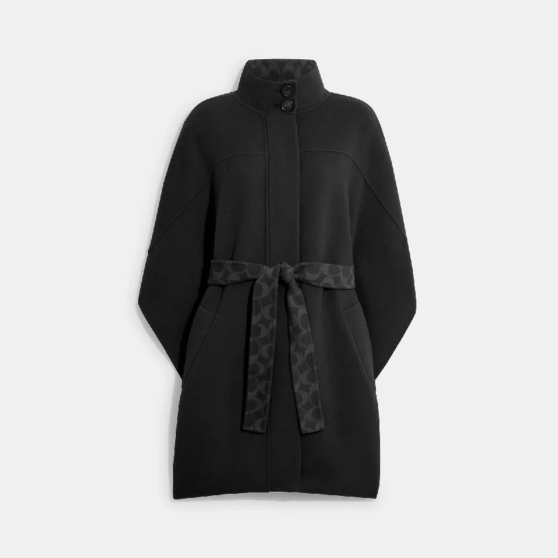 Women's Sweater with Tassel Detail-Coach Outlet Double Face Wool Cape
