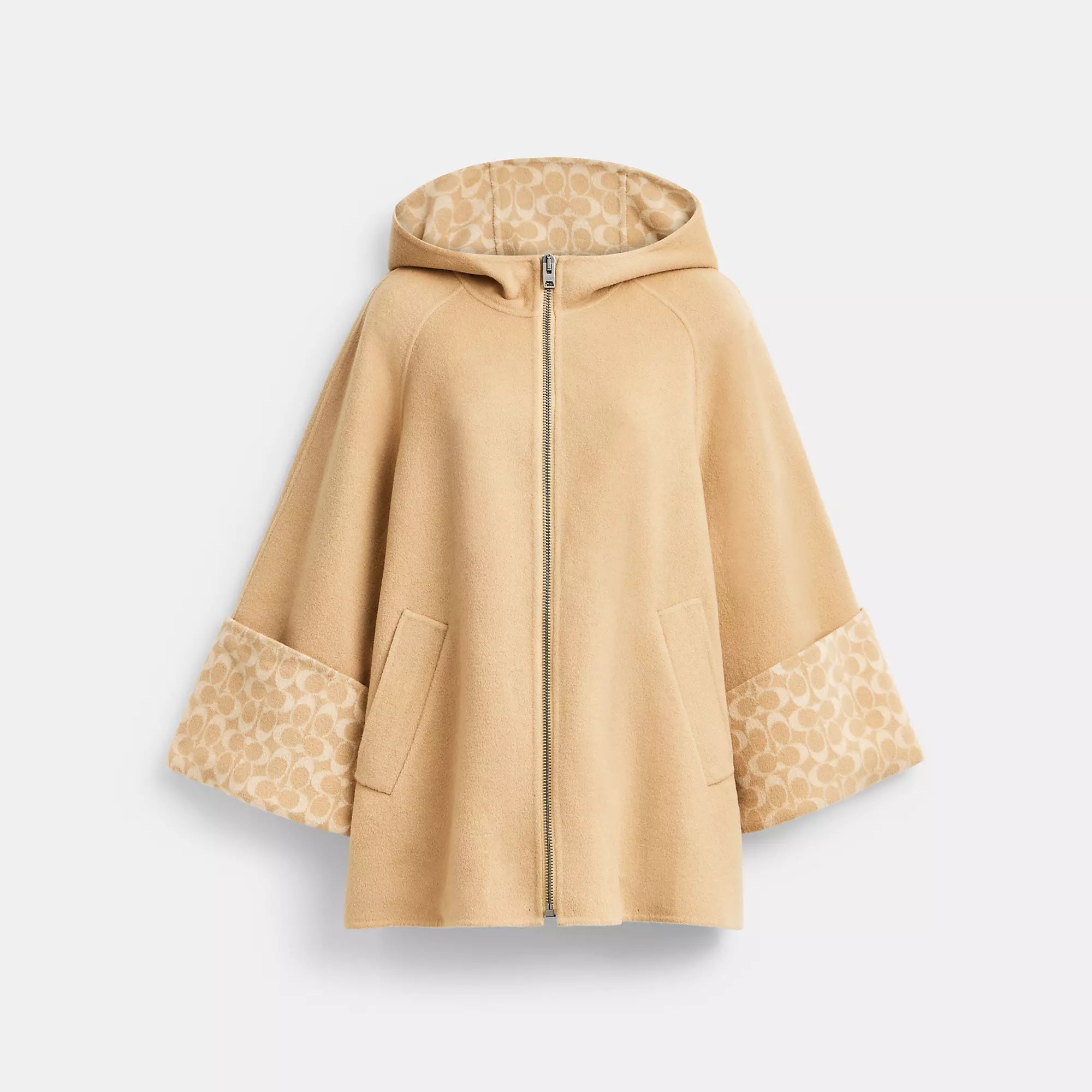 Women's Sweater with Ribbed Hem-Coach Outlet Wool Cape