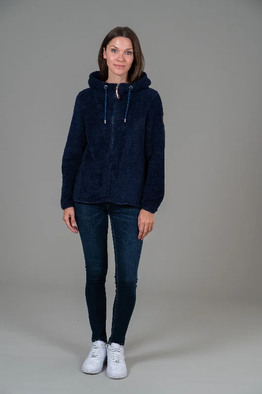 Women's Hoodies with Kangaroo Pockets -Nova Navy Supersoft Full-Zip Sherpa