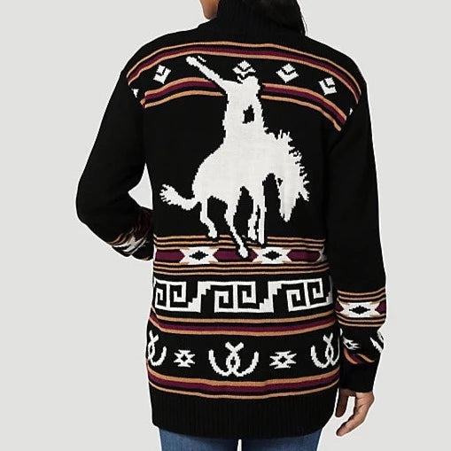 Women's Sweater with Warm Wool Blend-Wrangler Women's Cowboy Full Zip Cardigan