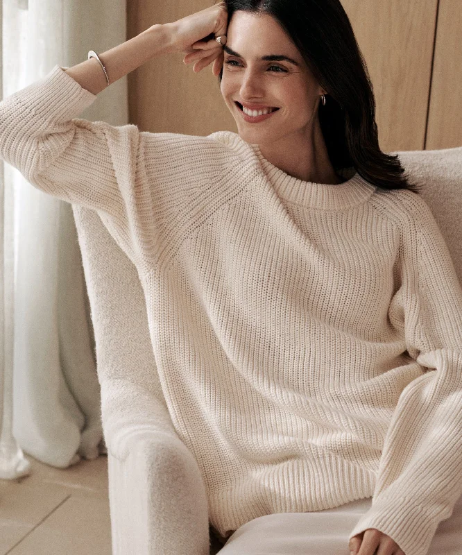Women's Sweater for Winter Activities-Cotton Fisherman Sweater