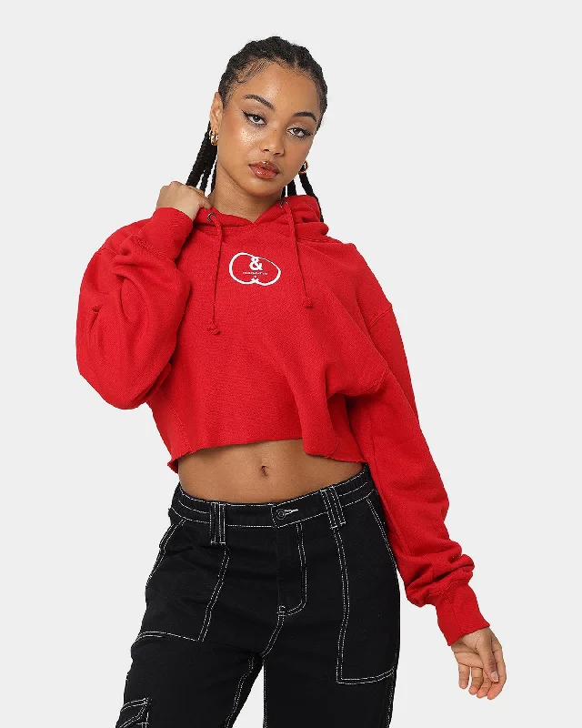 Women's Hoodies with Brushed Interior for Softness -Crooks & Castles Women's CC Logo Oversized Crop Hoodie Red Women's Hoodies with Brushed Interior for Softness -Crooks & Castles Women's CC Logo Oversized Crop Hoodie Red