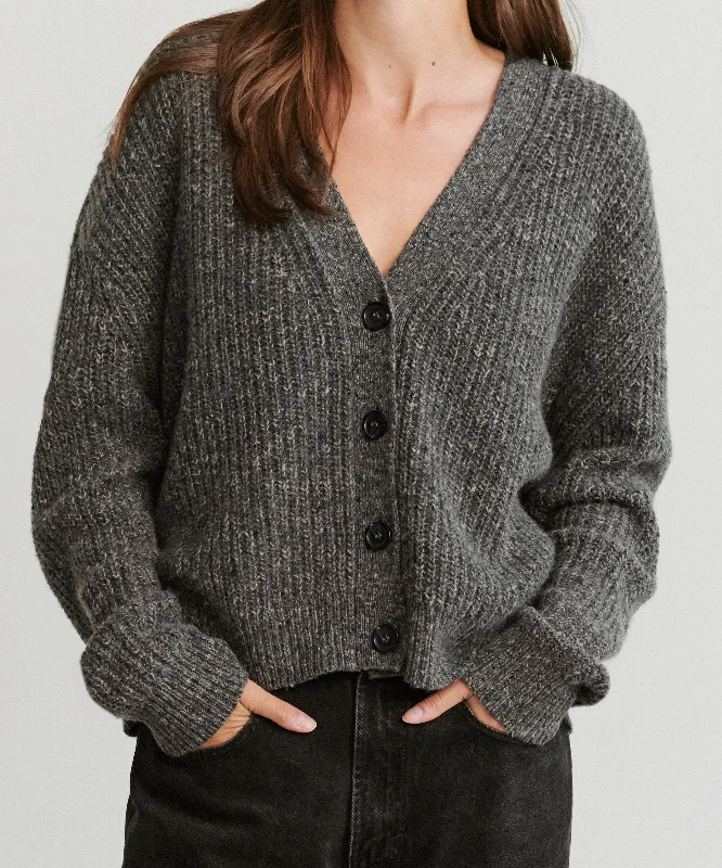 Women's Sweater for Fall and Winter-Cropped Cashmere Cocoon Cardigan
