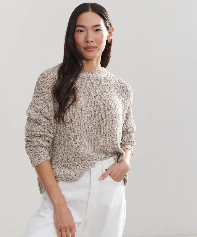 Women's Sweater for Weekend Comfort-Cropped Cocoon Crewneck