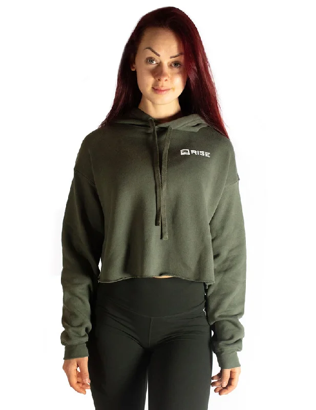 Women's Hoodies for Outdoor Running -CROPPED HOODIE - GREEN