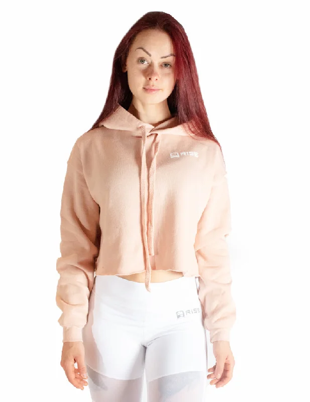 Women's Hoodies for School and Campus Style -CROPPED HOODIE - PEACH