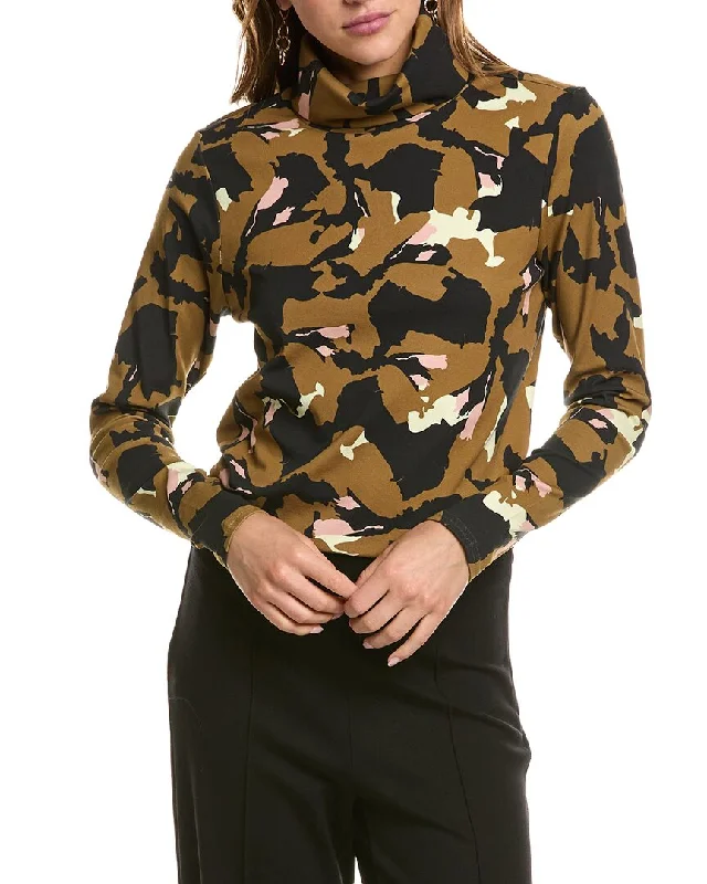 Women's Sweater with Animal Print-CROSBY by Mollie Burch Sylvie Turtleneck Top