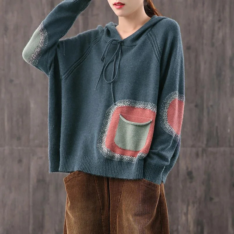 Women's Wool Blend Pullover Sweater with Ribbed Hems-Cute Colorful Pocket Drawstring Sweater Knit Pullover Women's Wool Blend Pullover Sweater with Ribbed Hems-Cute Colorful Pocket Drawstring Sweater Knit Pullover
